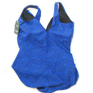 LL Bean Slimming Swimwear Tanksuit Cobalt 24W